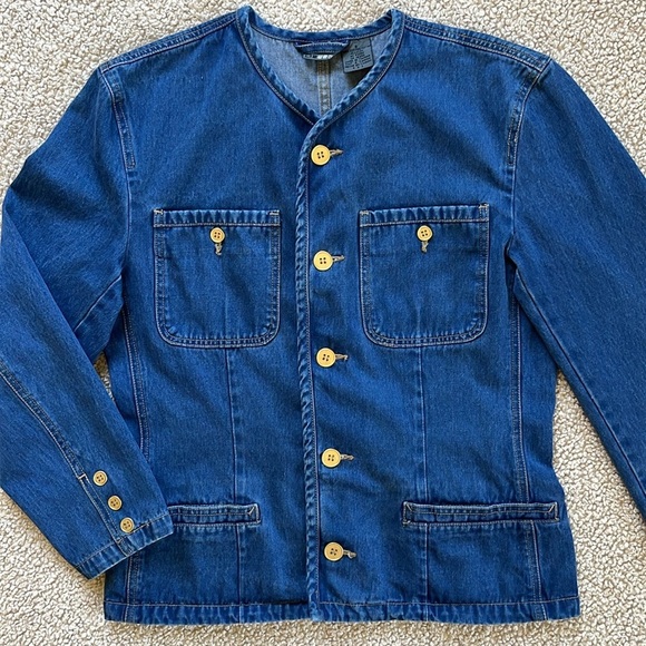 Vintage LIZWEAR Soft Denim Jacket with Gold Buttons Size Medium - Picture 1 of 15